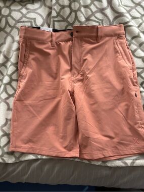Hurley Men's Coral-Peach Flat Front Shorts